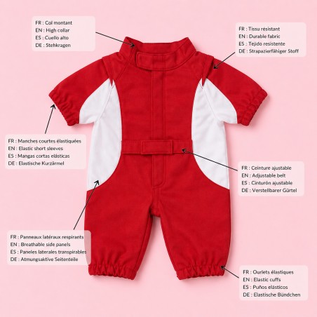 Combinaison Rouge Aventure Y269 pour peluche 40 cm