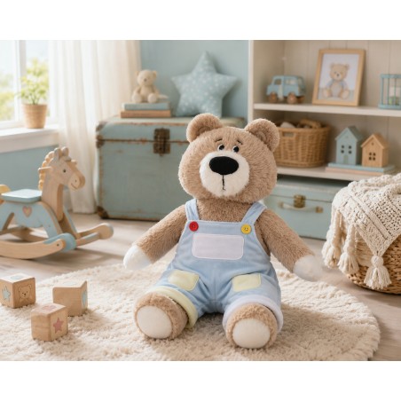 Salopette Douceur Câline Y229 bleu ciel pour peluche 40 cm
