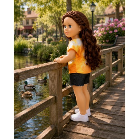 Orange-weißes Sommer-Outfit für 45-cm-Puppen