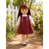 Kariertes Schulmädchen-Outfit mit Trägerkleid für 45-cm-Puppen - CL-0546