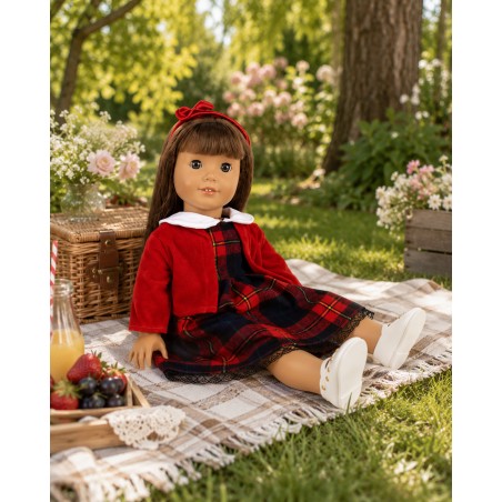Tartan Elegance set met jurk en bolero voor poppen van 45 cm - CL-0493