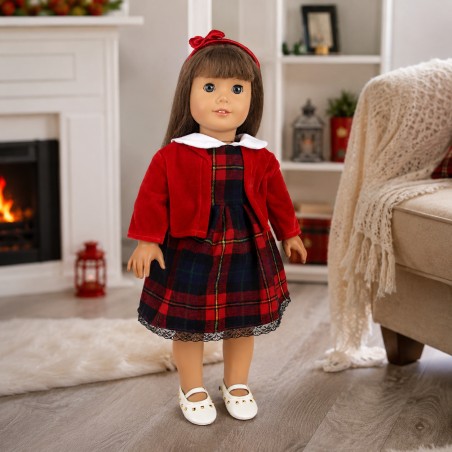 Tartan Elegance Set mit Kleid und Bolero für 45-cm-Puppen - CL-0493
