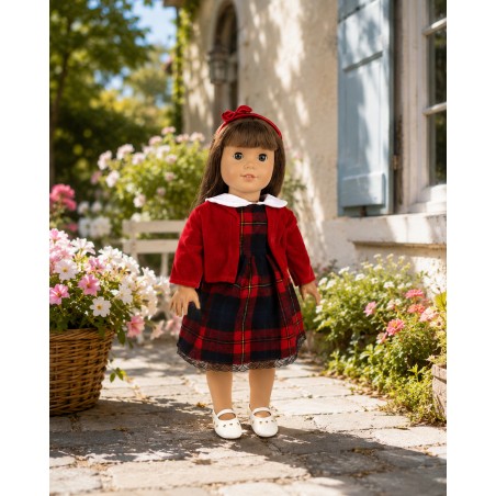Tartan Elegance dress and bolero set for 18-inch dolls - CL-0493