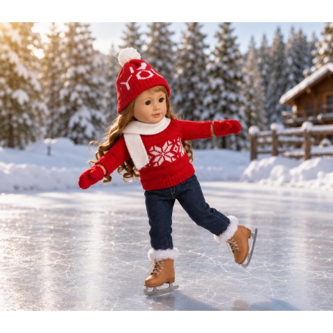 Nordisches Winterset mit Pullover und Jeans für 45-cm-Puppen - CL-0149-1