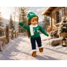 Grünes nordisches Winterset mit Pullover und Jeans für 45-cm-Puppen - CL-0149-2