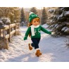 Ensemble Hiver Nordique vert avec pull et jean pour poupée 18 pouces - CL-0149-2