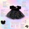 Blumennacht-Kleid aus schwarzem Samt und Tüll für 45-cm-Puppen - CL-0412