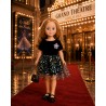 Blumennacht-Kleid aus schwarzem Samt und Tüll für 45-cm-Puppen - CL-0412