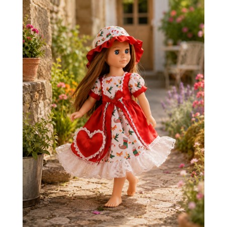 Christmas Heart Celebration Dress with Hat and Bag