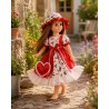 Weihnachtskleid Herzfest mit Hut und Tasche für 45-cm-Puppen - CL-0555-1