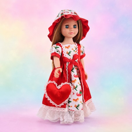 Weihnachtskleid Herzfest mit Hut und Tasche für 45-cm-Puppen - CL-0555-1