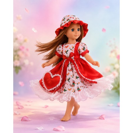Christmas Heart Celebration dress with hat and bag for 18-inch dolls - CL-0555-1