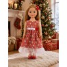 Robe de Noël Douce Féerie avec nœud assorti pour poupée 18 pouces - CL-0549