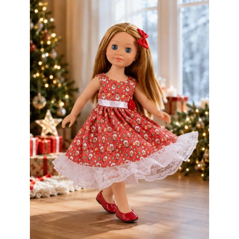 Weihnachtskleid Süße Weihnachtsfee mit Schleife für 45-cm-Puppen - CL-0549