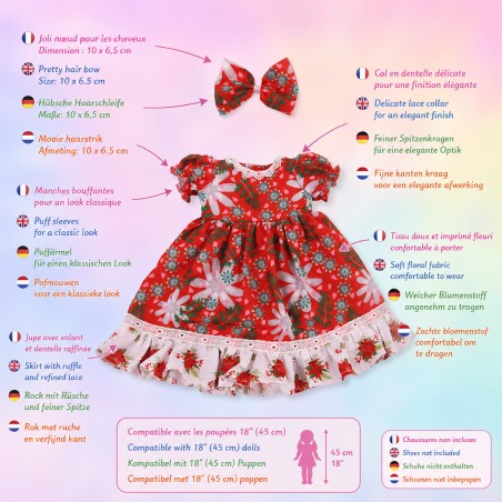 Robe Jardin Festif avec nœud assorti pour poupée 18 pouces - CL-0556