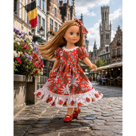 Festlicher Garten Blumenkleid mit Schleife für 45-cm-Puppen - CL-0556