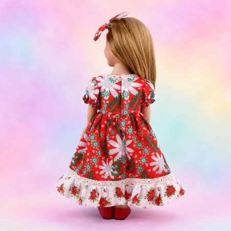 Festive Garden floral dress with matching bow for 18-inch dolls - CL-0556