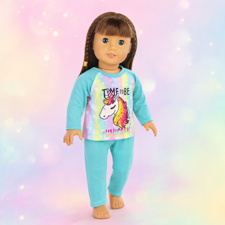 Regenbogen Einhorn Schlafanzug für 45 cm Puppe