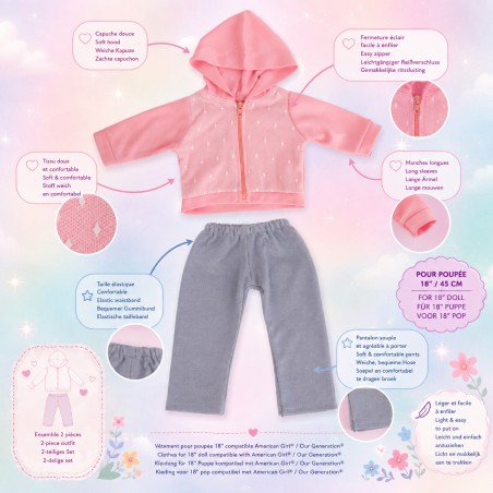 Cozy Pink Outfit für 45 cm Puppe