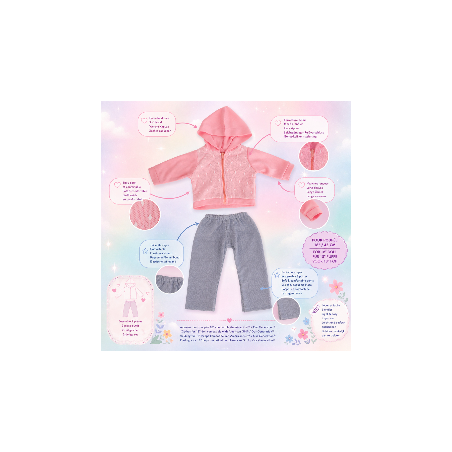 Cozy Pink Outfit für 45 cm Puppe