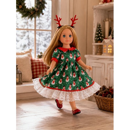 Robe Noël Enchanté – Robe de Noël & Serre-tête Renne pour poupée 18 pouces (45 cm)