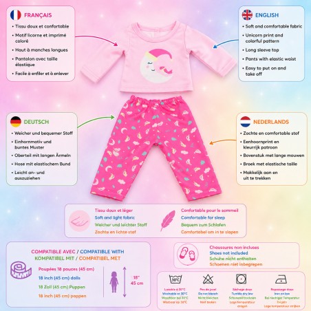 Pyjama Doux Rêves pour poupée 18 pouces (45 cm)