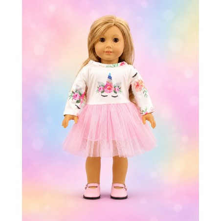 Einhorn Märchenkleid Rosa für 45 cm Puppe