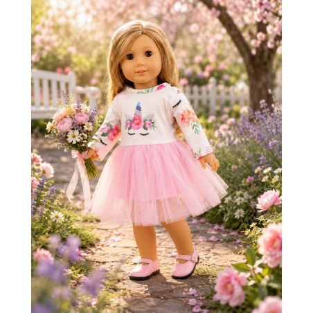 Einhorn Märchenkleid Rosa für 45 cm Puppe