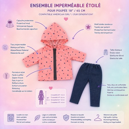 Denim Stars Hoodie-Set für 45 cm Puppe