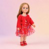 Robe Papillons Scintillants Rouge avec boléro pour poupée 18 pouces (45 cm)