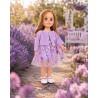 Glitzerndes Schmetterlingskleid Lavendel mit Samtbolero für 45 cm Puppe